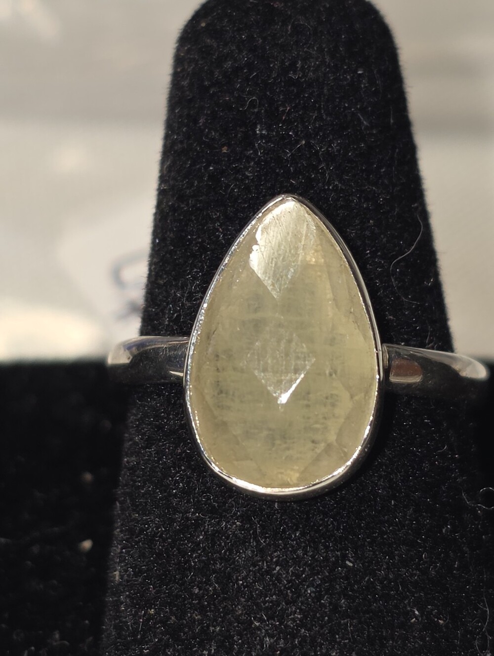 Sterling Silver 925 Teardrop Lemon Mixed Sapphire Ring - Yellow